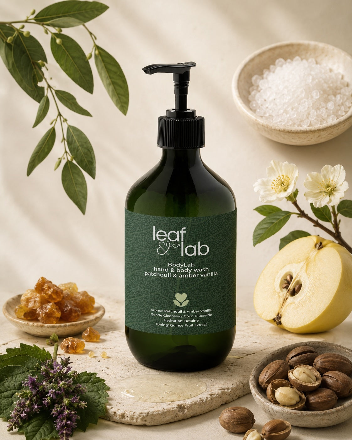 BodyLab Hand & Body Wash, Patchouli & Amber Vanilla 490ml