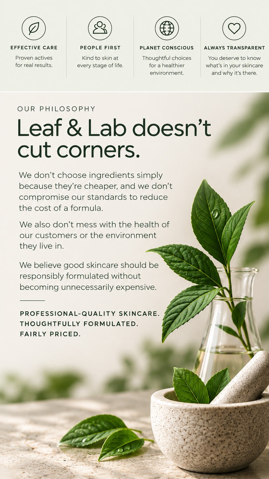 Leaf & Lab clean beauty philosophy