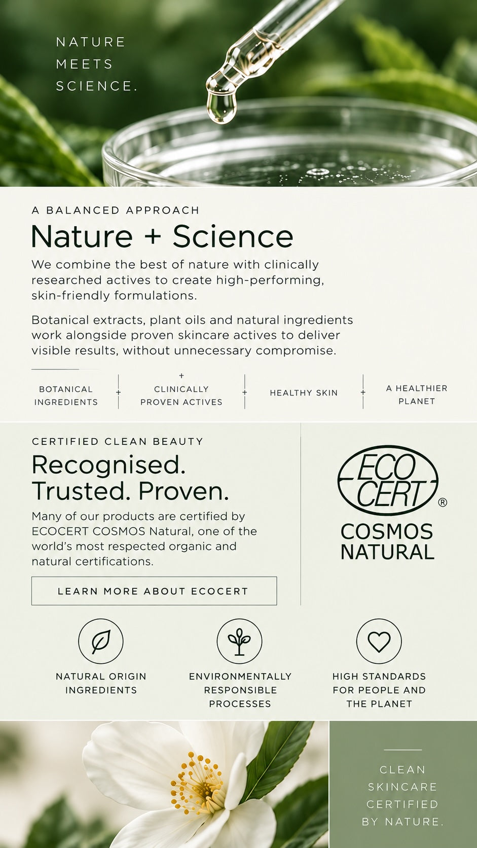 Leaf & Lab nature and science with ECOCERT COSMOS Natural certification