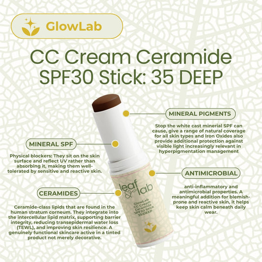 GlowLab CC Cream Ceramide SPF30 Stick: 35 DEEP 13g