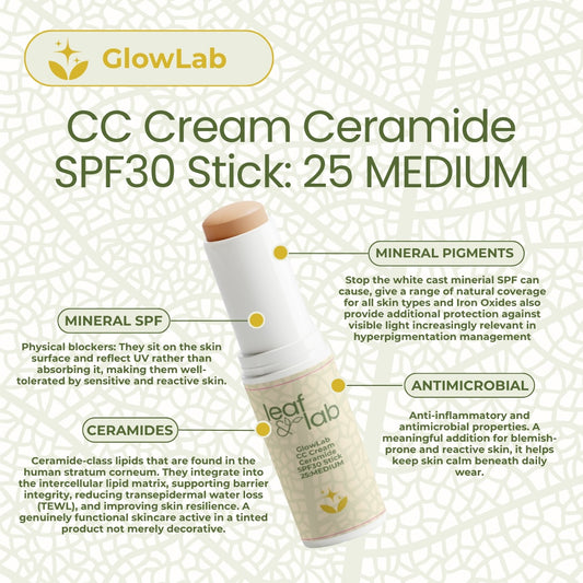 GlowLab CC Cream Ceramide SPF30 Stick: 25 MEDIUM 13g