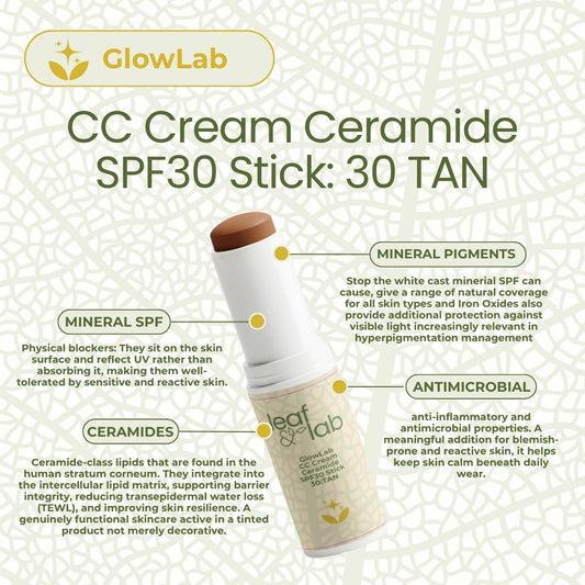 GlowLab CC Cream Ceramide SPF30 Stick: 30 TAN 13g