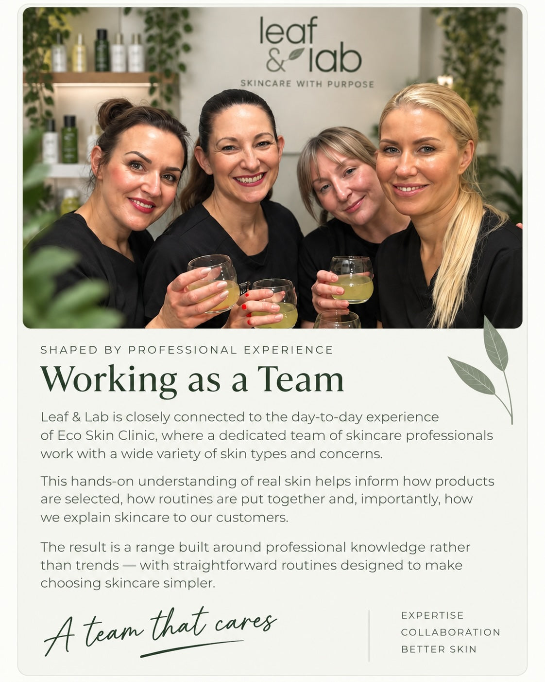 Leaf & Lab team at Eco Skin Clinic